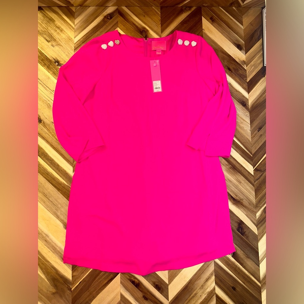 Lilly Pulitzer NWT ANNWYN LONG-SLEEVE ROMPER- PINK PALMS sz 14